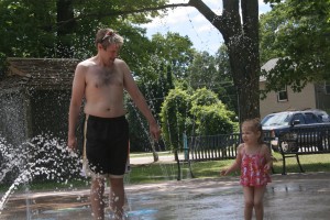 Daddy in water with Lillian.