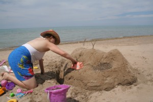 Building the sand castle.